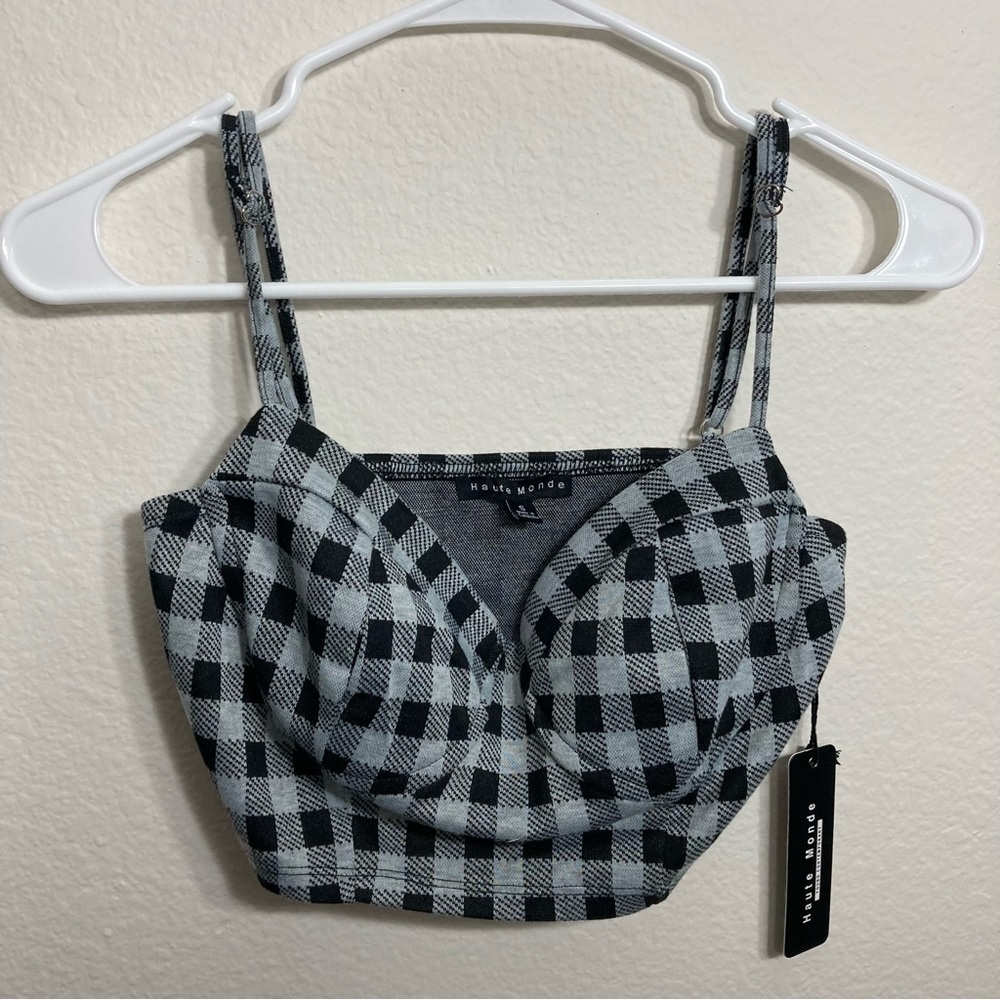 Haute Monde Bralette Top - Black/Gray - Small - NWT